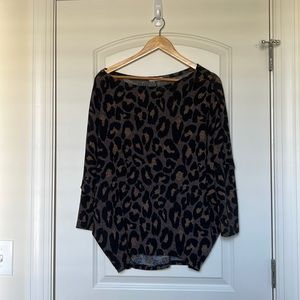 Leopard oversized neck sweater fits like a small
